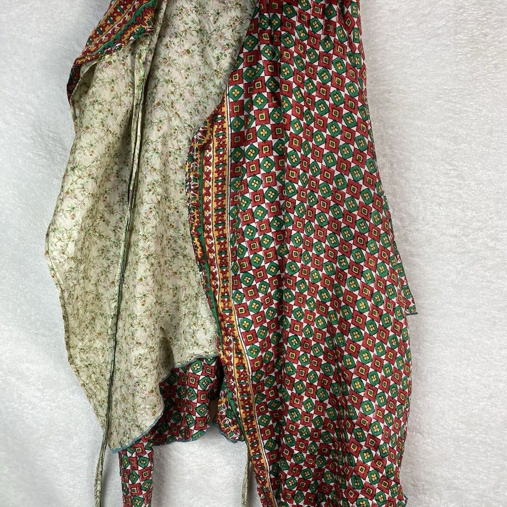 Elegant Red and Green Floral Scarf
